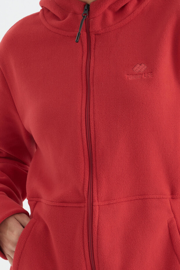 Fiesta Kapüşonlu Fermuarlı Rahat Form Kadın Polar Sweatshirt - 97233 - 7