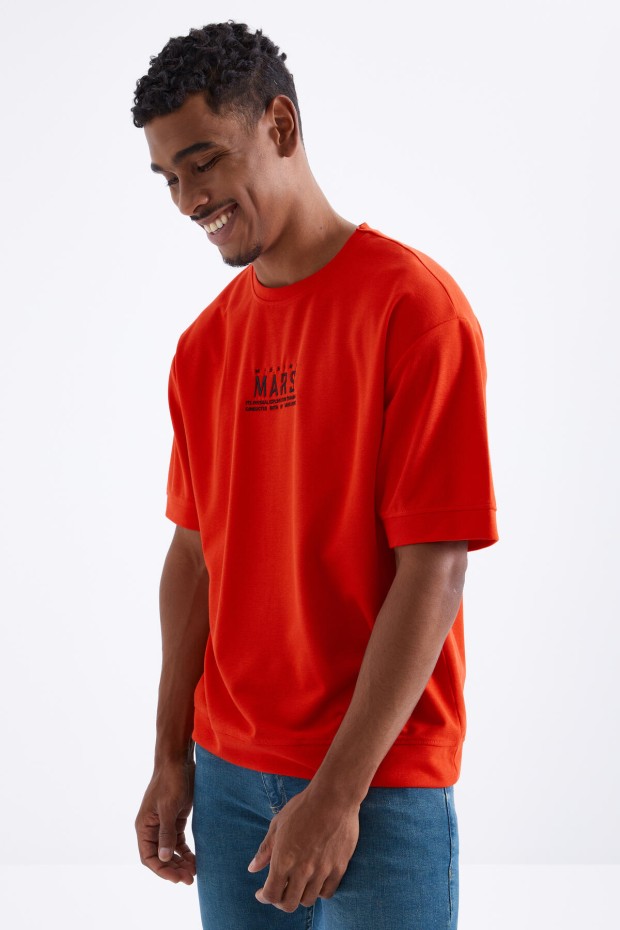 Fiesta Mars Yazı Nakışlı O Yaka Erkek Oversize T-Shirt - 88104