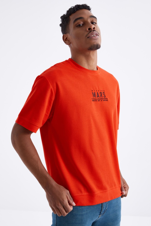 Fiesta Mars Yazı Nakışlı O Yaka Erkek Oversize T-Shirt - 88104