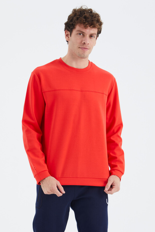 Fiesta O Yaka Ön Dikiş Detaylı Basic Rahat Kalıp Erkek Sweatshirt - 88270