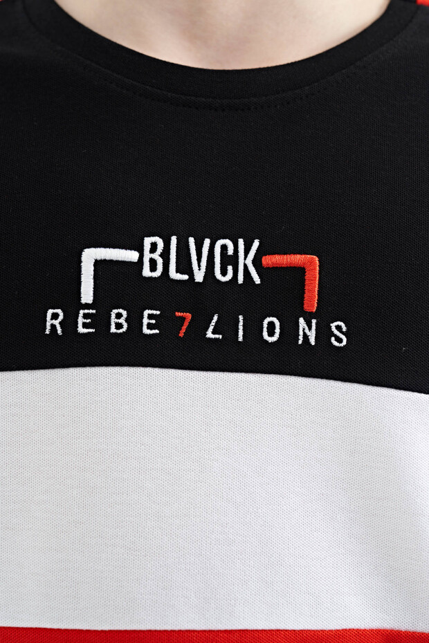 Fiesta Renk Geçişli Nakışlı Oversize Erkek Çocuk T-Shirt - 11159 - 8