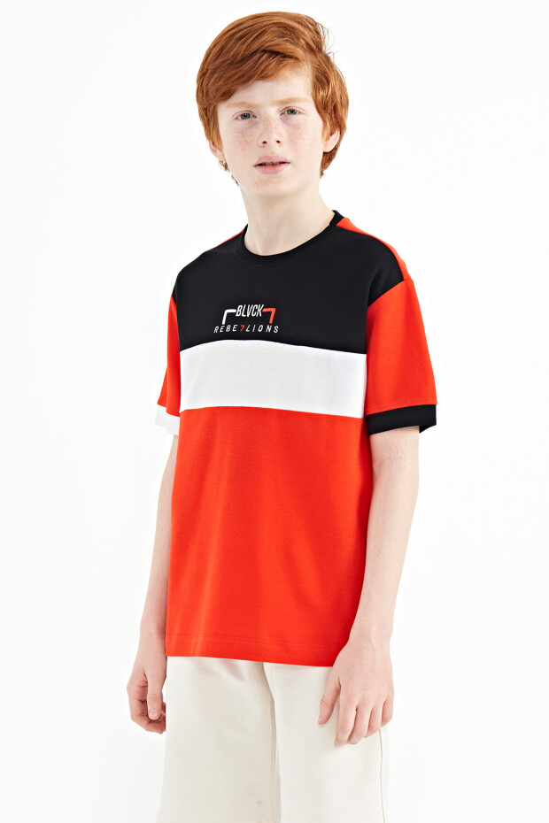 Fiesta Renk Geçişli Nakışlı Oversize Erkek Çocuk T-Shirt - 11159 - 4