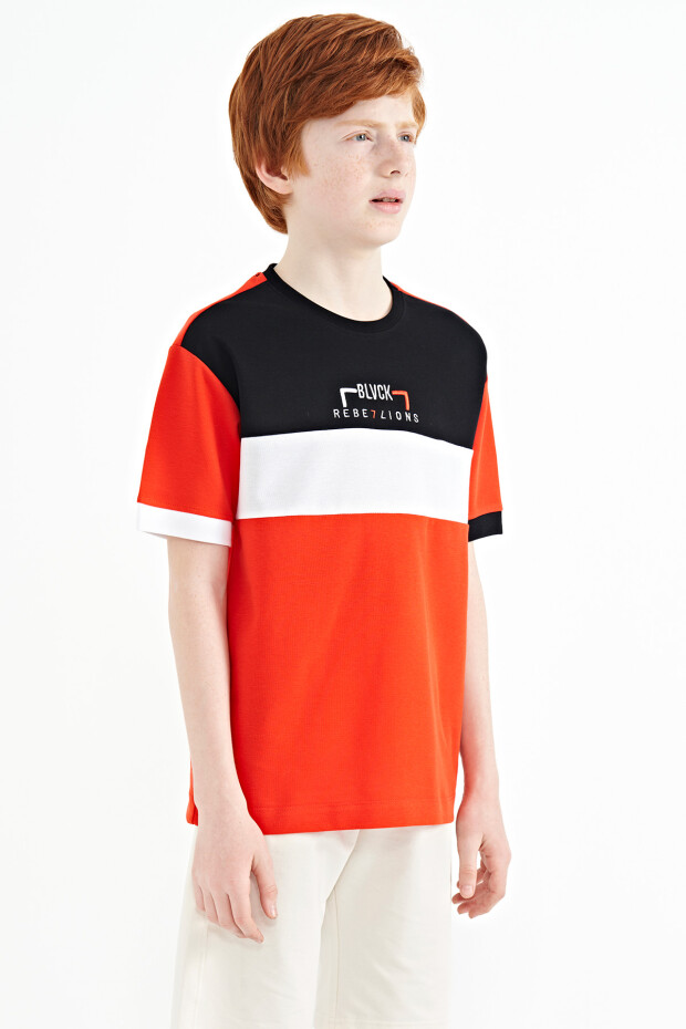 Fiesta Renk Geçişli Nakışlı Oversize Erkek Çocuk T-Shirt - 11159 - 5