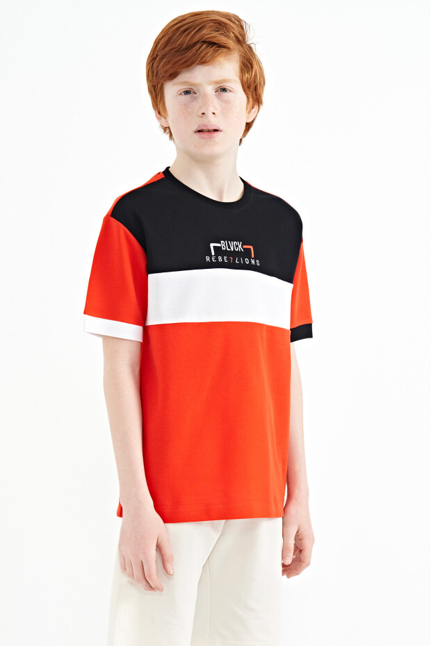 Fiesta Renk Geçişli Nakışlı Oversize Erkek Çocuk T-Shirt - 11159 - 6