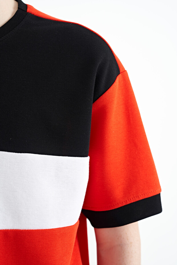 Fiesta Renk Geçişli Nakışlı Oversize Erkek Çocuk T-Shirt - 11159 - 10