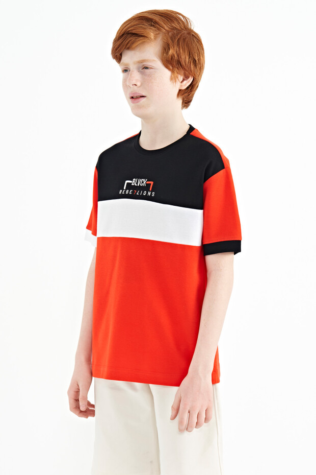 Fiesta Renk Geçişli Nakışlı Oversize Erkek Çocuk T-Shirt - 11159