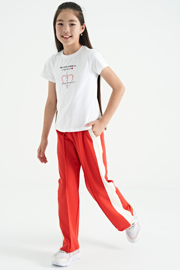 Fiesta Yan Bant Detaylı Bağcıklı Rahat Kalıp Geniş Paça Kız Çocuk Eşofman Alt - 75119 - TOMMYLIFE (1)