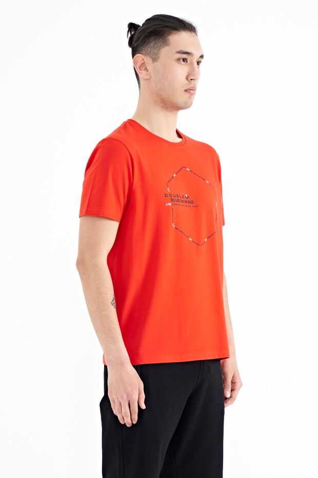 Fiesta Yazı Geometri Basklı Standart Kalıp Erkek T-shirt - 88198