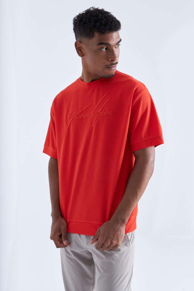 Fiesta Yazı Nakışlı O Yaka Erkek Oversize T-Shirt - 88102