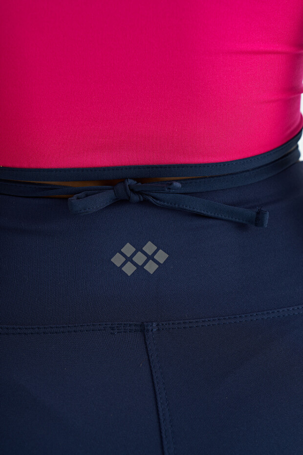 Fuşya Bel Bağlama Detaylı O Yaka Standart Kalıp Dalgıç Kumaş Kadın Crop T-Shirt - 97266 - 10