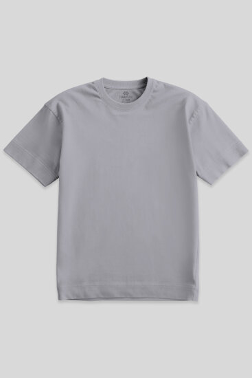 Gri Basic Kısa Kol O Yaka Büyük Beden Erkek T-Shirt - 88072 