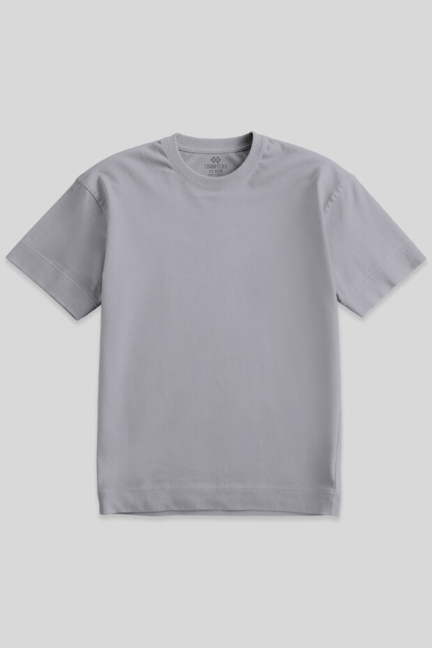 Gri Basic Kısa Kol O Yaka Büyük Beden Erkek T-Shirt - 88072 - 1