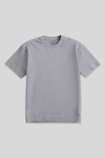 Gri Basic Kısa Kol O Yaka Büyük Beden Erkek T-Shirt - 88072 - TOMMYLIFE (1)