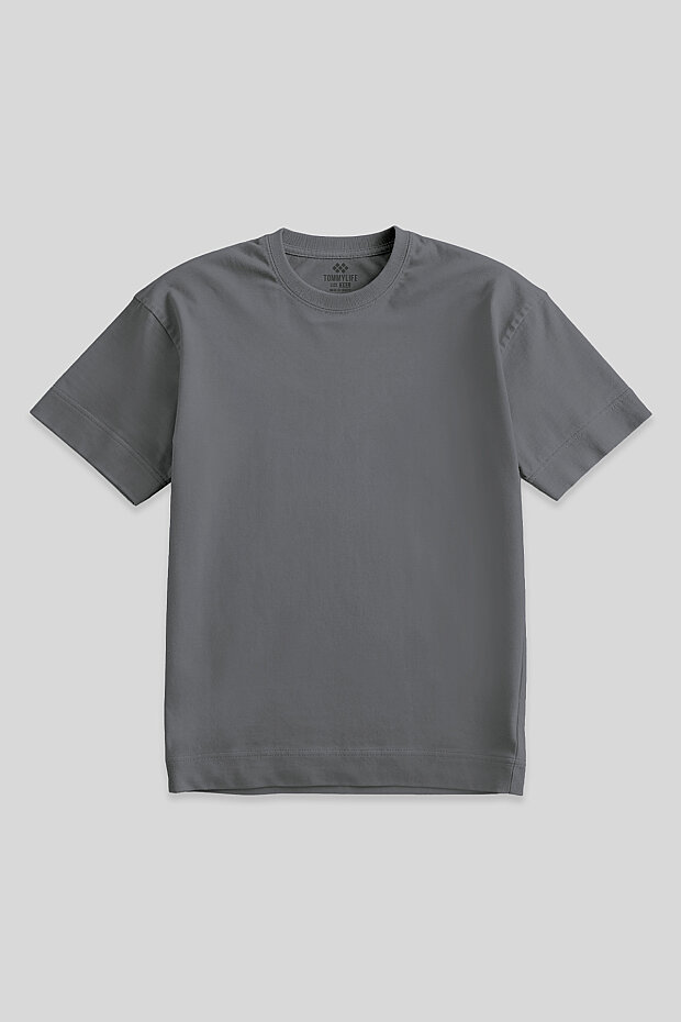 Gri Basic Kısa Kol O Yaka Büyük Beden Erkek T-Shirt - 88072 - 3