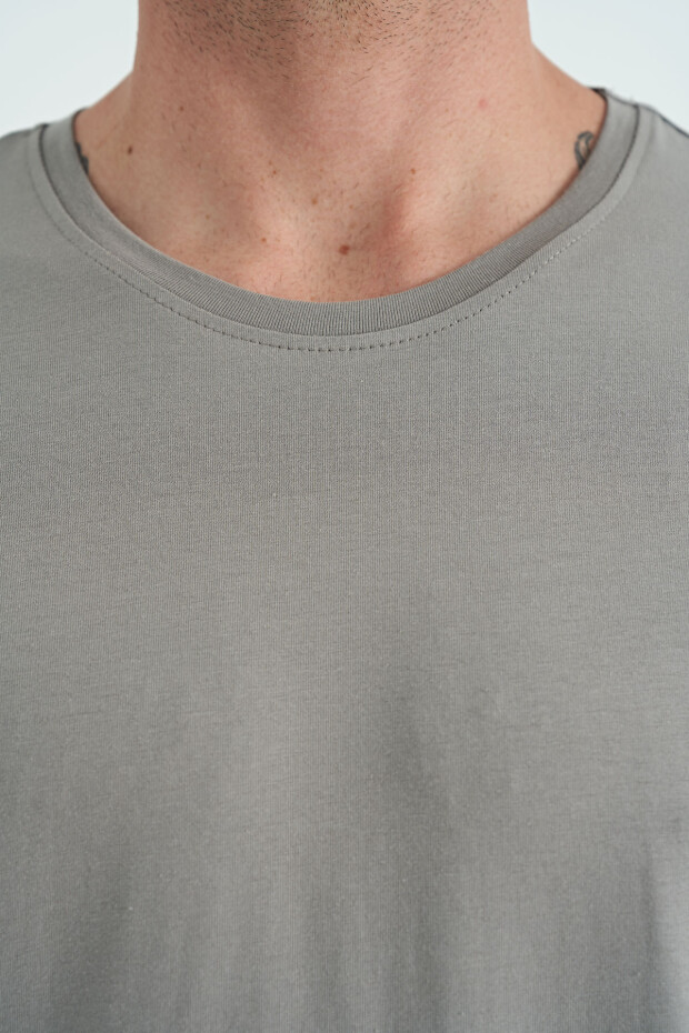 Gri Erkek Basic Kısa Kol Standart Kalıp O Yaka T-shirt - 87911