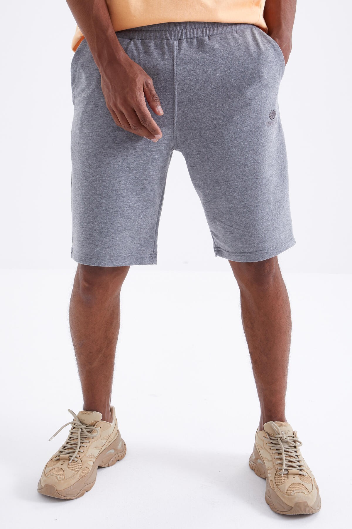 Gri Melanj Bağcıklı Standart Kalıp Basic Erkek Şort - 81212 - TOMMYLIFE