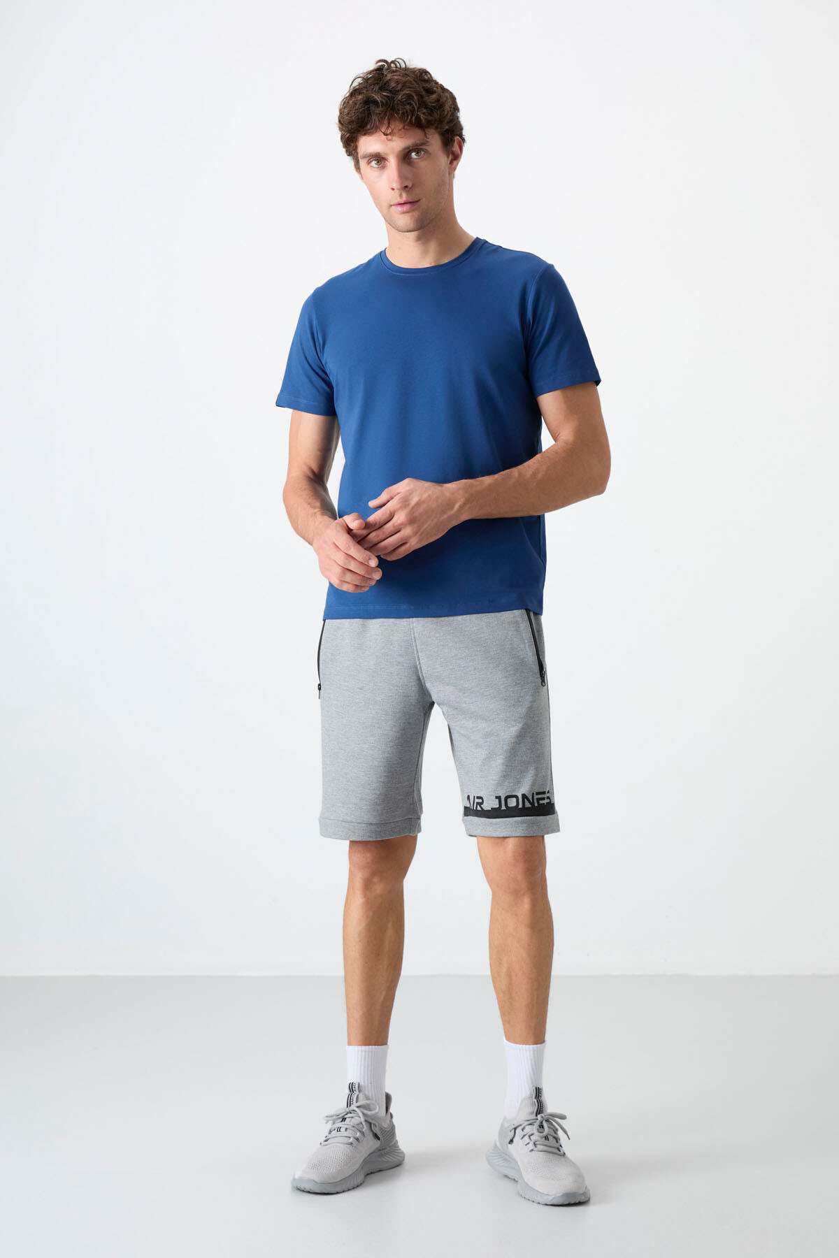 Albie Gri Melanj Standart Kalıp Erkek Şort - 81241 - Air Jones