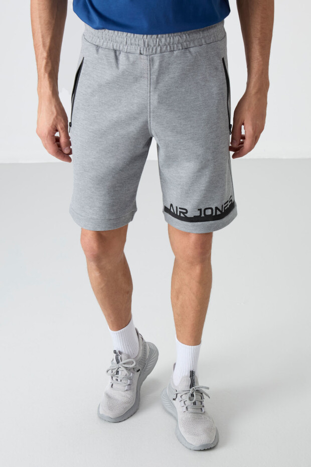 Albie Gri Melanj Standart Kalıp Erkek Şort - 81241 - 4