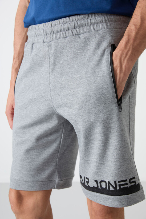 Albie Gri Melanj Standart Kalıp Erkek Şort - 81241 - 3