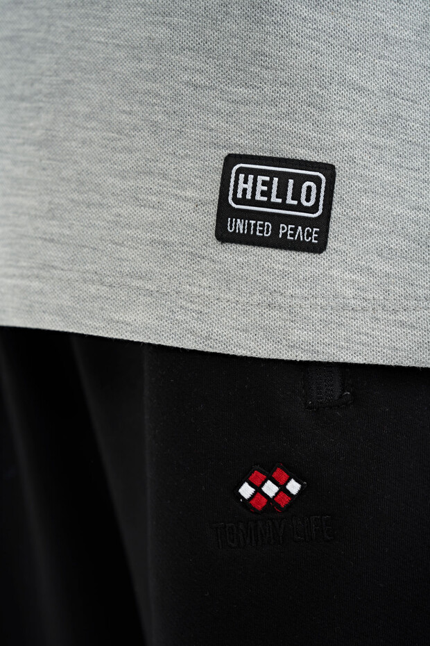 Gri Melanj Baskı Detaylı O Yaka Standart Kalıp Erkek Çocuk T-Shirt - 11145 - 7