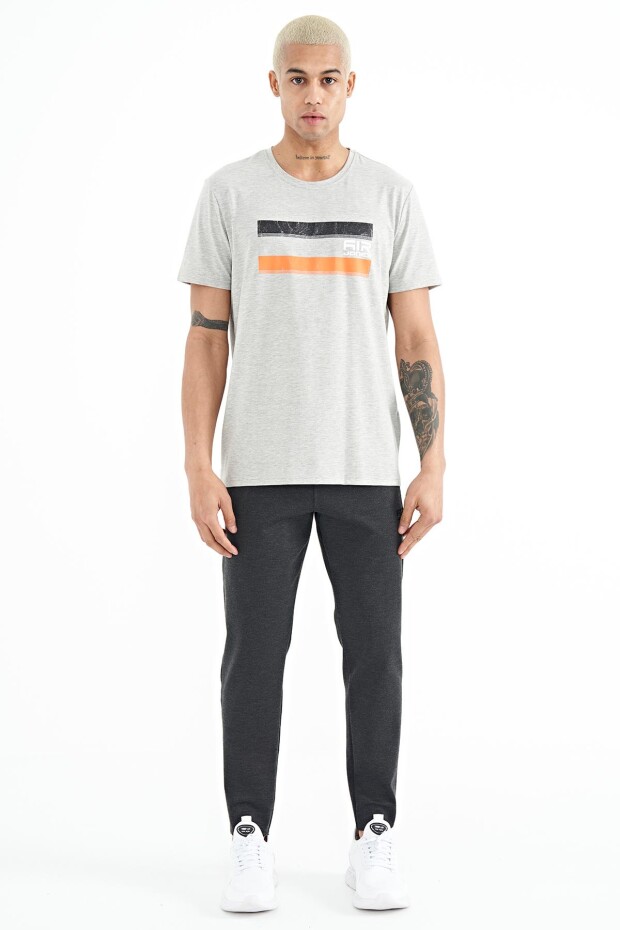 Donald Gri Melanj Standart Kalıp Erkek T-Shirt - 88217