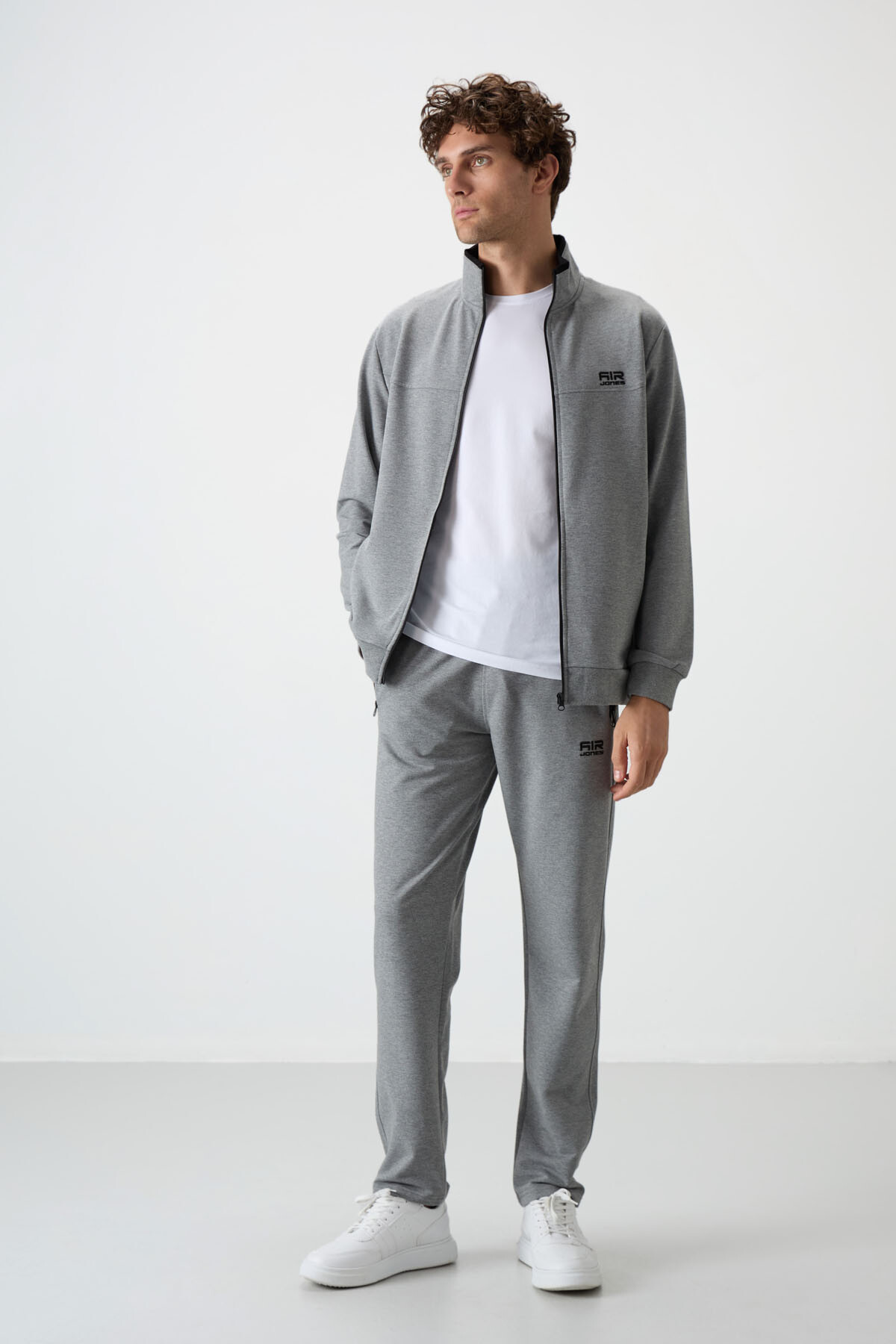 Troy Gri Melanj Standart Kalıp Erkek Eşofman Takım - 85196 - Air Jones (1)