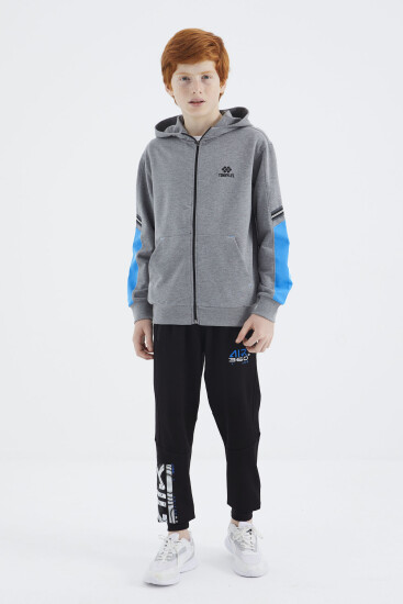 Gri Melanj Fermuarlı Erkek Çocuk Sweatshirt - 11180 - TOMMYLIFE (1)