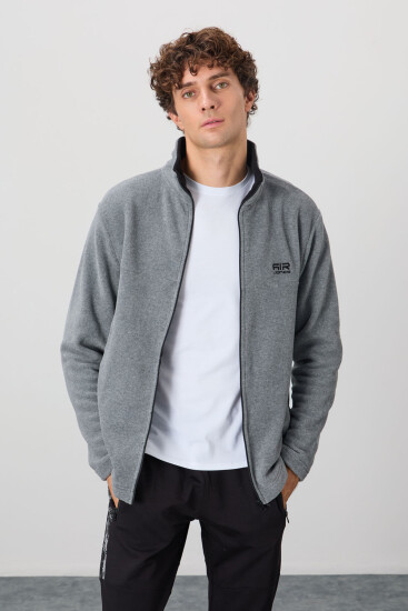 Hardy Gri Melanj Standart Kalıp Polar Erkek Sweatshirt - 88299 