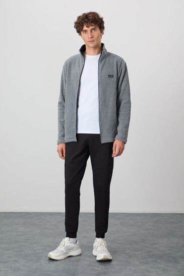 Hardy Gri Melanj Standart Kalıp Polar Erkek Sweatshirt - 88299 - Air Jones (1)