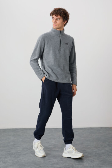 River Gri Melanj Dik Yaka Erkek Polar Sweatshirt - 88310 - Air Jones (1)