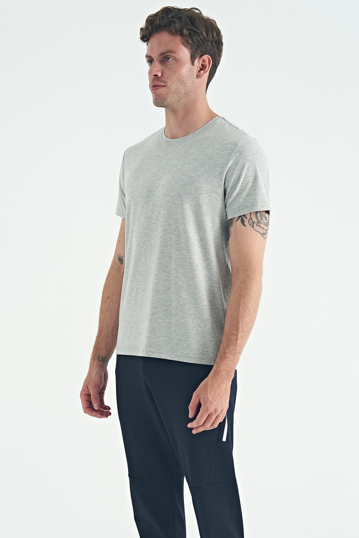 Calvin Gri Melanj Basic Erkek T-Shirt - 88245 - Air Jones (1)