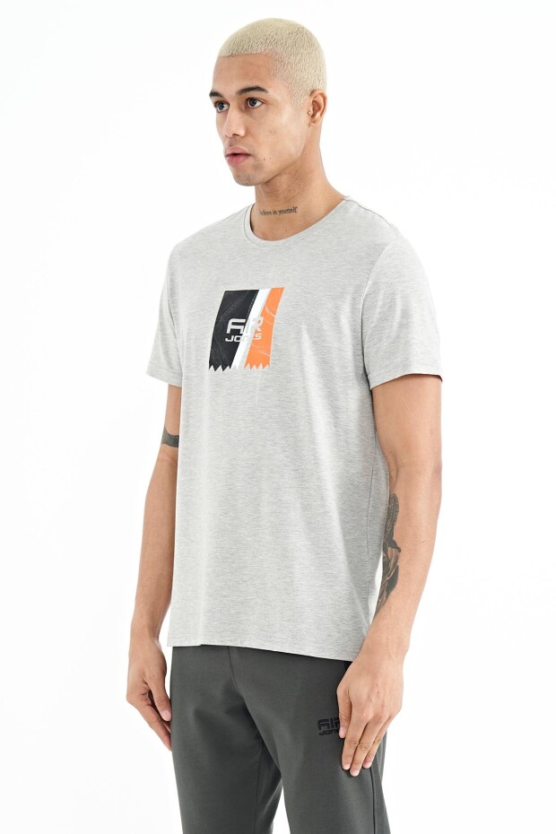 Frank Gri Melanj Standart Kalıp Erkek T-Shirt - 88219