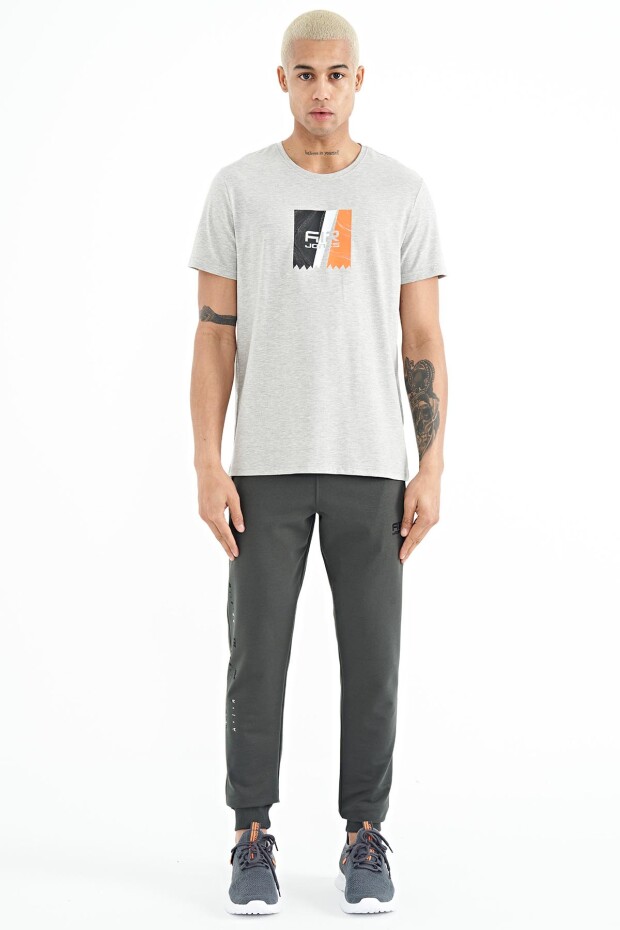 Frank Gri Melanj Standart Kalıp Erkek T-Shirt - 88219