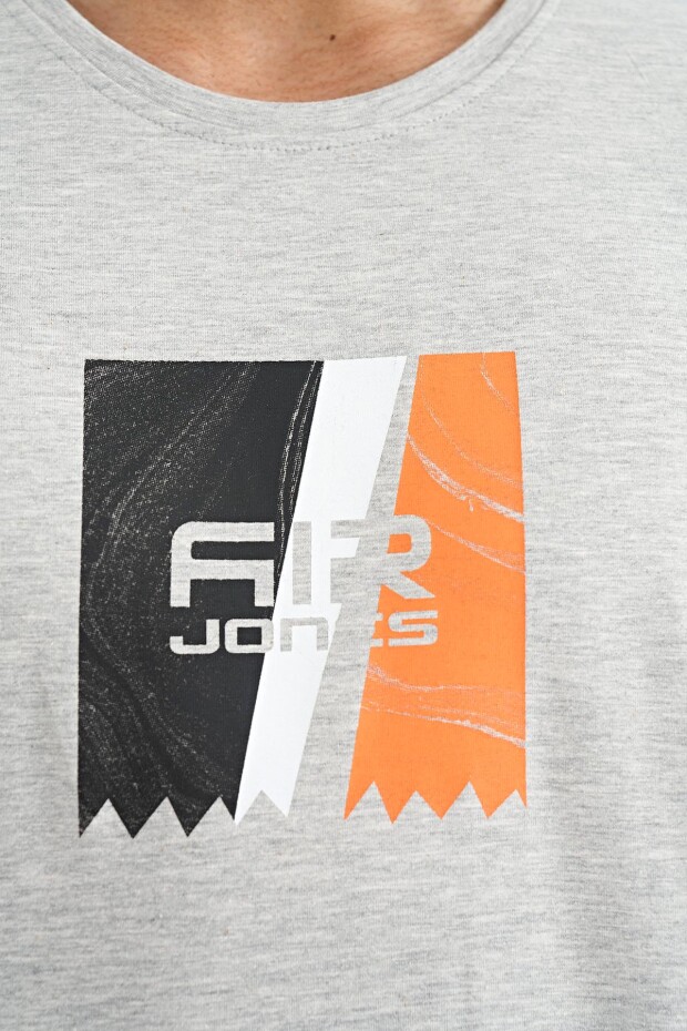 Frank Gri Melanj Standart Kalıp Erkek T-Shirt - 88219