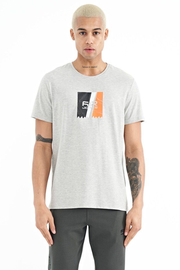 Frank Gri Melanj Standart Kalıp Erkek T-Shirt - 88219