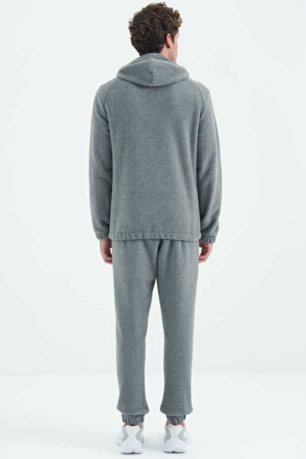 Hektor Gri Melanj Kapüşonlu Polar Erkek Eşofman Takım - 85227 - 10