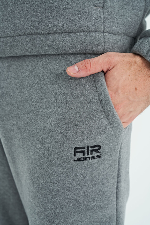 Hektor Gri Melanj Kapüşonlu Polar Erkek Eşofman Takım - 85227 - 7