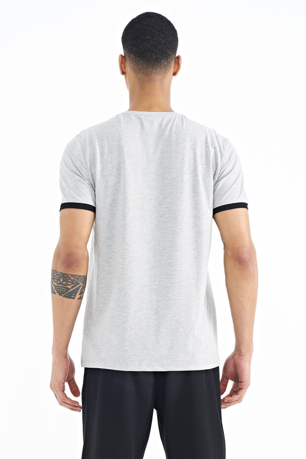 Gri Melanj Yazı Baskılı O Yaka Standart Kalıp Erkek T-shirt - 88169