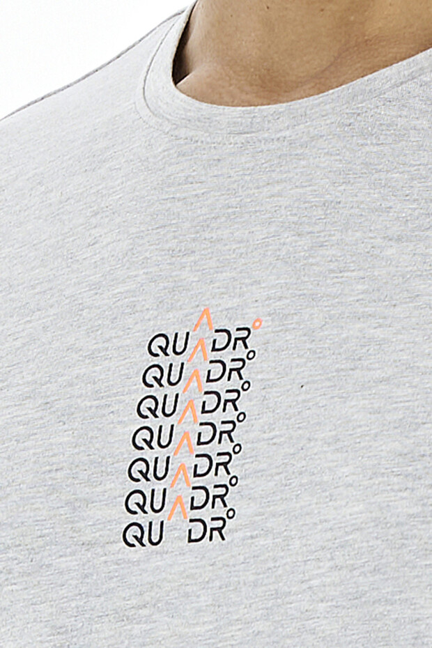 Gri Melanj Yazı Baskılı O Yaka Standart Kalıp Erkek T-shirt - 88169