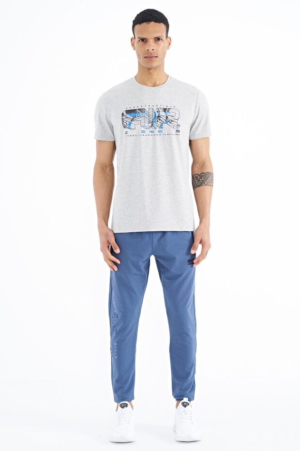 Oscar Gri Melanj Standart Kalıp Erkek T-Shirt - 88226