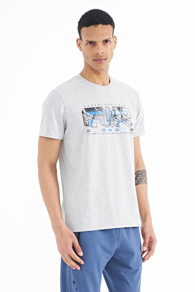 Oscar Gri Melanj Standart Kalıp Erkek T-Shirt - 88226