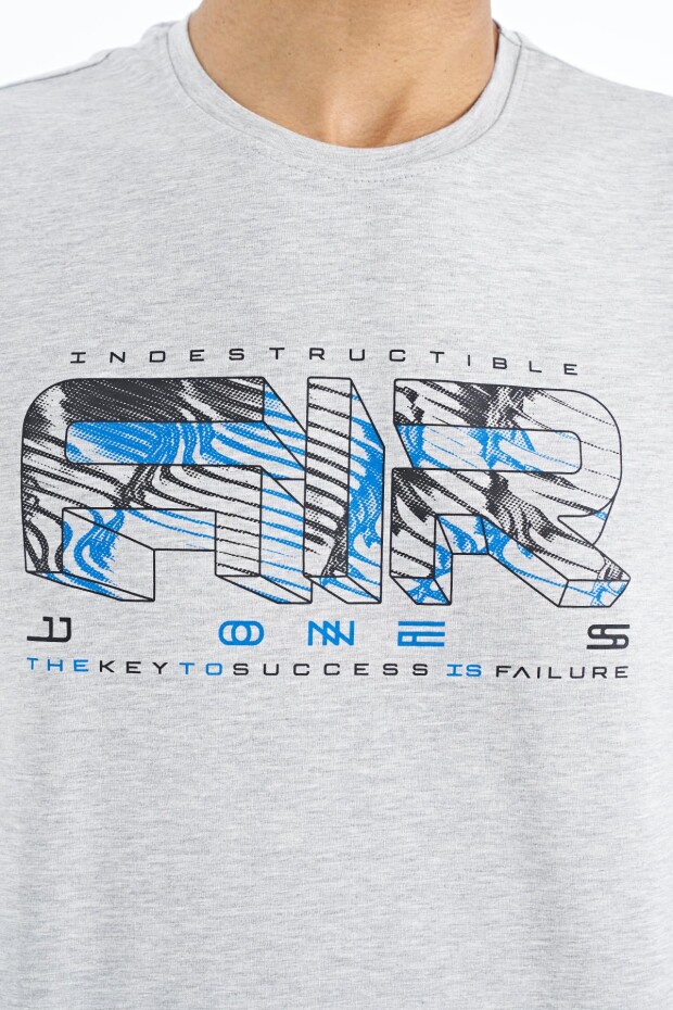 Oscar Gri Melanj Standart Kalıp Erkek T-Shirt - 88226
