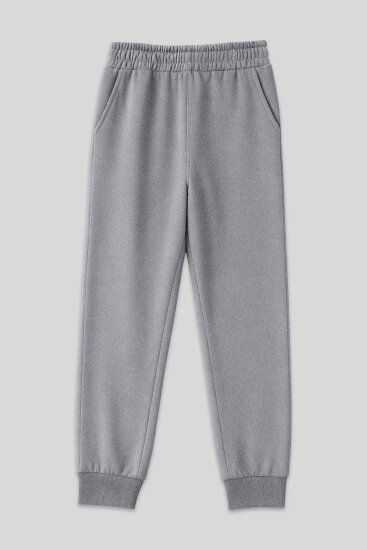 Gri Melanj Yüksek Bel Jogger Rahat Form Manşetli Kadın Eşofman Alt - 94561 