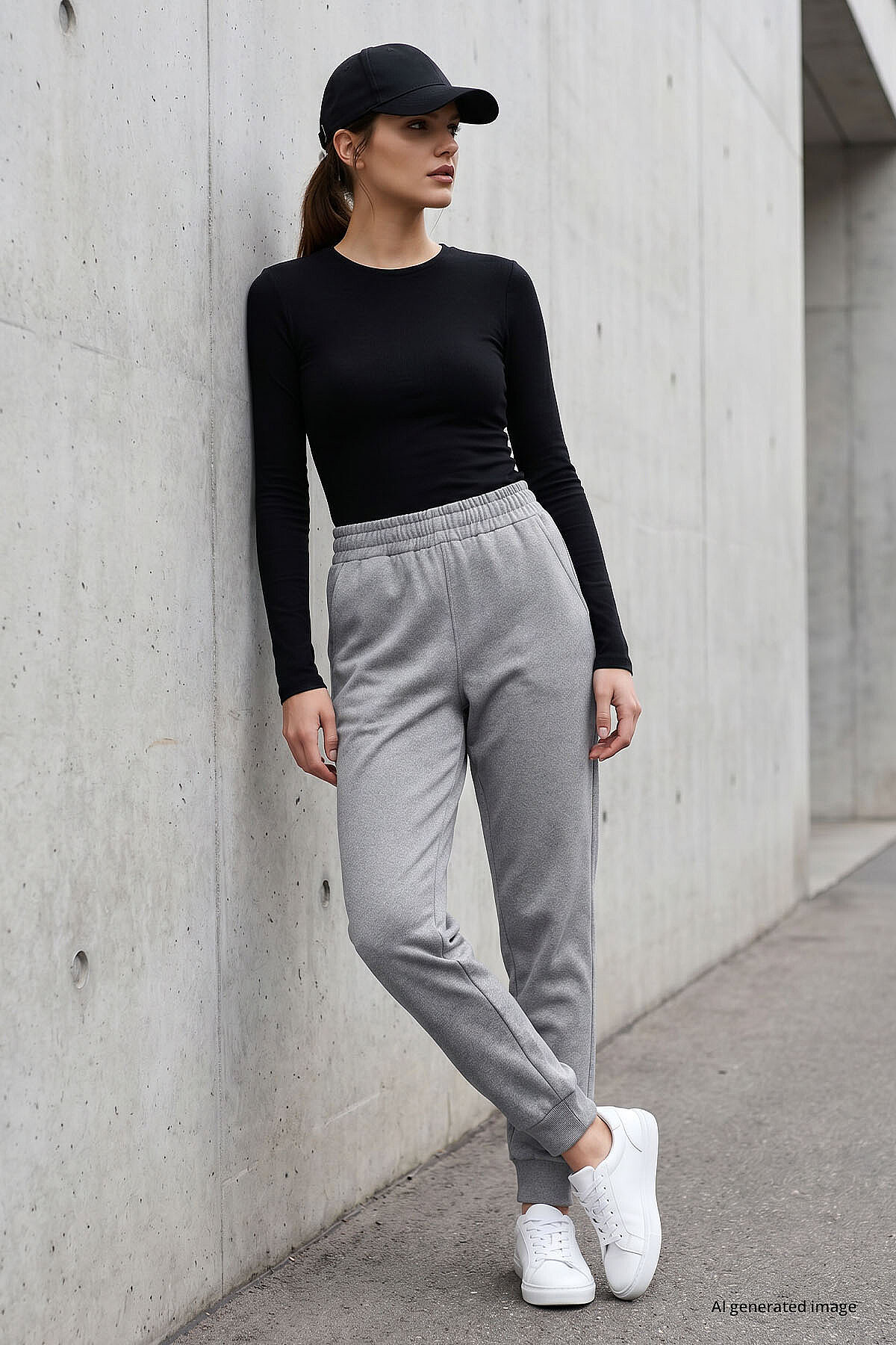 Gri Melanj Yüksek Bel Jogger Rahat Form Manşetli Kadın Eşofman Alt - 94561 - TOMMYLIFE
