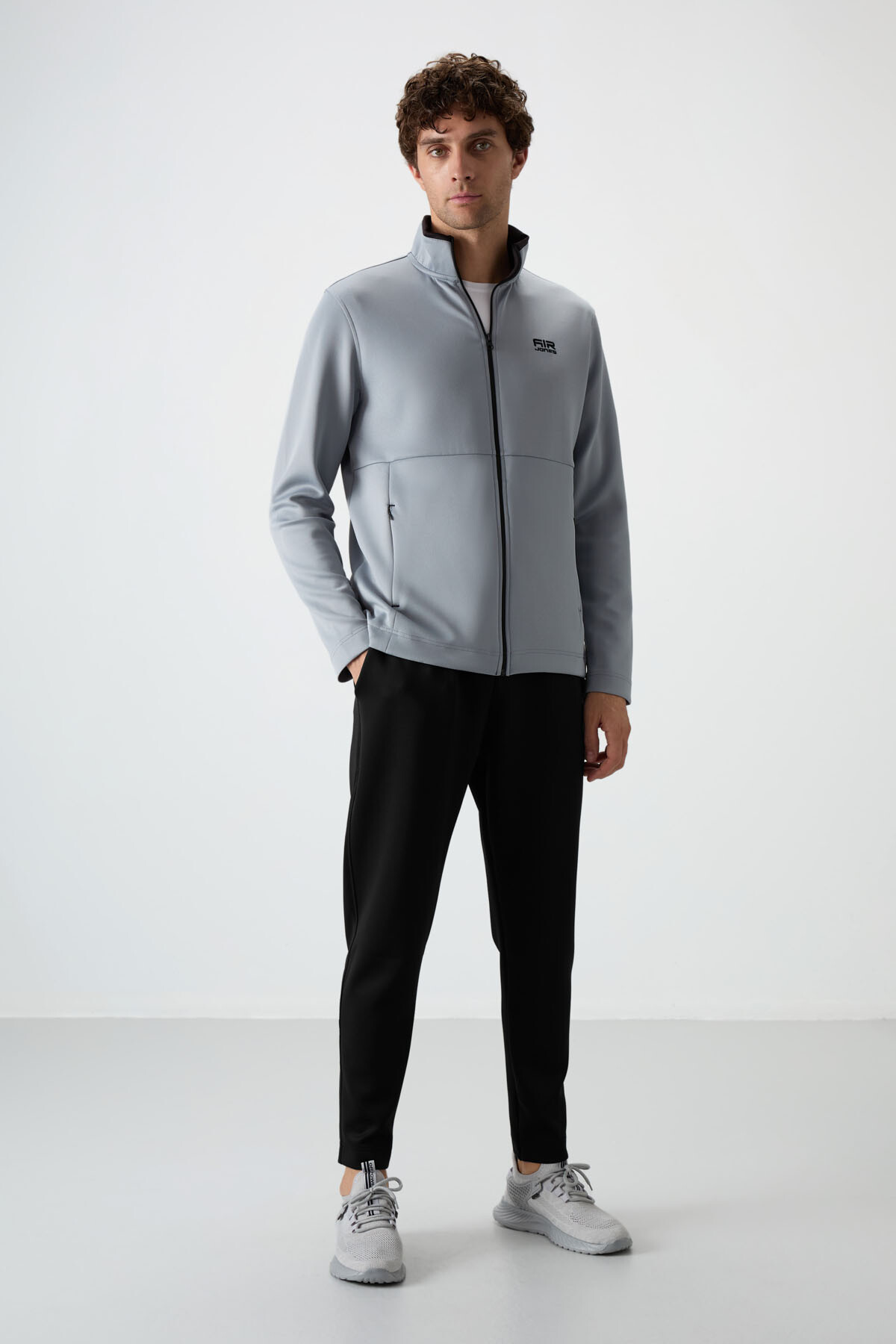 Bran Gri - Siyah Scuba Kumaş Erkek Eşofman Takım - 85199 - Air Jones (1)