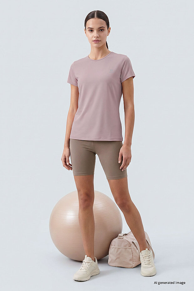 Gül Kurusu Basic Kısa Kol Standart Kalıp O Yaka Kadın T-Shirt - 97144 - 2