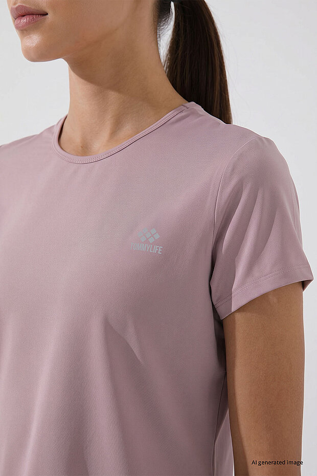 Gül Kurusu Basic Kısa Kol Standart Kalıp O Yaka Kadın T-Shirt - 97144 - 4