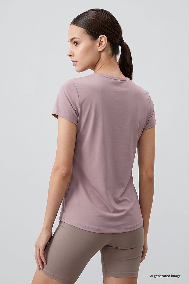 Gül Kurusu Basic Kısa Kol Standart Kalıp O Yaka Kadın T-Shirt - 97144 - 5