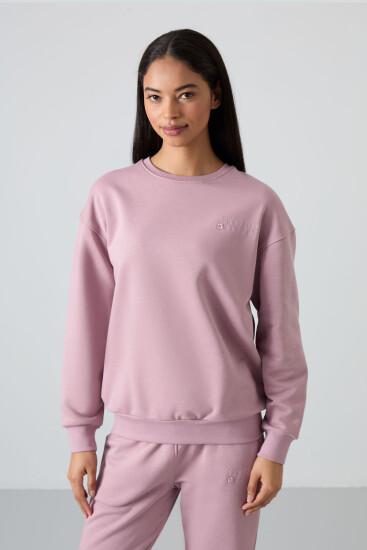 Gül Kurusu Basic Pamuklu O Yaka Oversize Lastik Paça Kadın Eşofman Takım - 95287 - TOMMYLIFE (1)