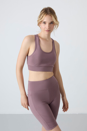 Gül Kurusu Sırt Detaylı Dar Kalıp U Yaka Kadın Spor Büstiyer - 97120 - TOMMYLIFE